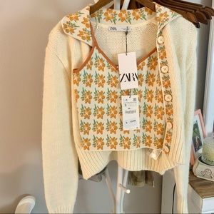 zara combination knit cardigan (+ matching top)